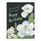 You Flourish More With Every Year - Floral Birthday Card featuring watercolor illustrations of white magnolia and poppy flowers with a heartfelt birthday message.