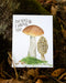 Mushroom Love Card featuring two mushrooms and hand-lettered text I'm so glad I found you, perfect for Valentine's or anniversaries, on recycled paper with kraft envelope.