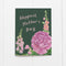 Floral Mother's Day Card featuring pink peonies and garden flowers in watercolor design, blank inside, with a kraft envelope.