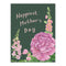 Floral Mother's Day Card featuring watercolor pink peonies and garden flowers on a dark green background, showcasing Yardia's nature-inspired stationery.