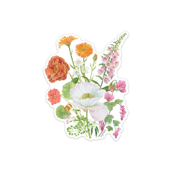 Lesbian Pride Bouquet Sticker featuring a close-up watercolor floral design, showcasing LGBTQ+ colors in a vinyl format, ideal for personalizing surfaces.