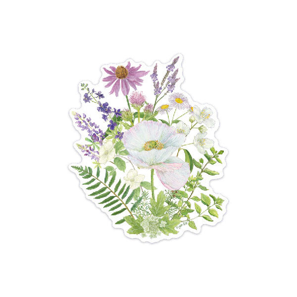Genderqueer Pride Bouquet Sticker depicting a watercolor floral design, featuring flowers representing the genderqueer flag, created by queer artist Brigida Swanson.
