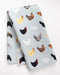 Chickens Tea Towel - Organic Cotton Kitchen Towel featuring watercolor chicken illustrations on durable, eco-friendly fabric, perfect for adding charm to any kitchen setting.
