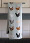 Chickens Tea Towel - Organic Cotton Kitchen Towel featuring charming watercolor chickens, designed by Brigida Swanson. Made from durable, eco-friendly 100% organic cotton canvas.