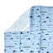 Ferry Tea Towel - Organic Cotton Kitchen Towel featuring watercolor ferries and orcas on light-blue fabric, highlighting Pacific Northwest charm and sustainability with corner hang loop.