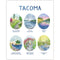 tacoma watercolor wall art featuring six parks and gardens