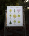 Midwest Trees Art Print on wooden ladder, featuring watercolor illustrations of nine native Midwest trees with their names, created by artist Brigida Swanson.