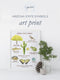Arizona State Symbols Art Print featuring watercolor illustrations of cacti and plants, showcasing Arizona's natural beauty. Frame not included, 11x14 inches, by Brigida Swanson.
