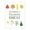 Everyone's Favorite Uncle Card - Father's Day Card featuring watercolor illustrations of diverse trees, professionally printed on recycled cardstock. Blank inside with a kraft envelope.