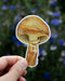 Hand holding Larch Bolete Mushroom - Watercolor Mushroom Sticker, depicting a watercolor illustration of a mushroom, designed by Brigida Swanson.