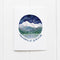 Mountains of Gratitude Thank You Card featuring a watercolor of Washington's Cascade Mountain range under a starry sky, blank inside, with kraft envelope.