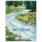 Fishing Birthday Card: Watercolor illustration of a fisherman on a trout river, with a hand-lettered Happy Birthday message, printed on recycled cardstock. Blank inside with kraft envelope.
