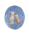 watercolor print of otters holding hands in an oval of blue water