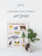California State Symbols Watercolor Art Print featuring illustrated animals and plants, highlighting California's natural beauty with labeled common and Latin names. Frame not included.