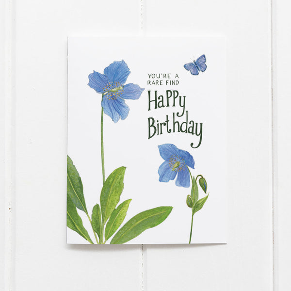 Blue Poppy Birthday - Floral Birthday Card