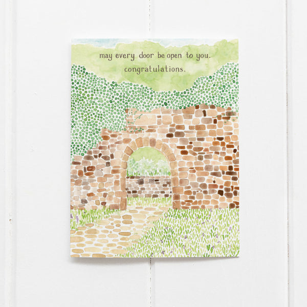 Open Doors Congratulations Card - Travel-Themed Graduation Card