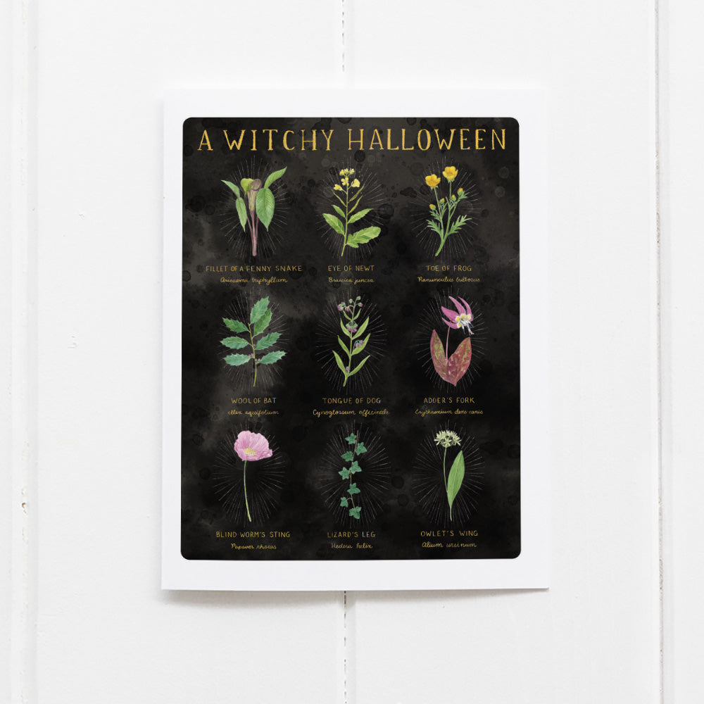 Witchy Halloween Card - Botanical Shakespeare Halloween Card