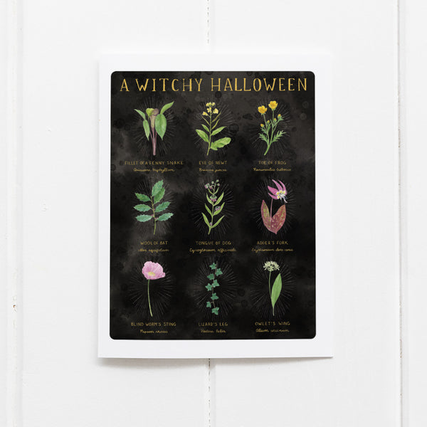 Witchy Halloween Card - Botanical Shakespeare Halloween Card