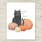 Black Cat and Pumpkins Halloween Card - Trick Or Treat Card