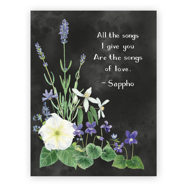 Sappho Songs of Love Card - Lesbian Sapphic Valentine's Day Card