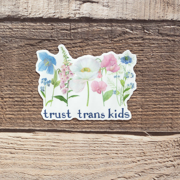 Trust Trans Kids Sticker - Watercolor Floral LGBTQIA+ Vinyl Sticker ...