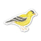 American Goldfinch Bird Sticker illustrated in watercolor, showcasing a yellow bird with black and white stripes. Durable vinyl, ideal for personalizing items.