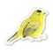Watercolor sketch of Wilson's Warbler bird sticker, showcasing its head and feet. Durable vinyl, 3x3, perfect for personalizing items with a nature theme.