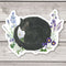 Cat and Flowers Sticker - Watercolor Black Cat Vinyl Sticker