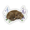 Dog and Flowers Sticker - Watercolor Dog Vinyl Sticker featuring a peacefully sleeping chocolate lab among vibrant flowers, illustrating the charm of nature-inspired art.
