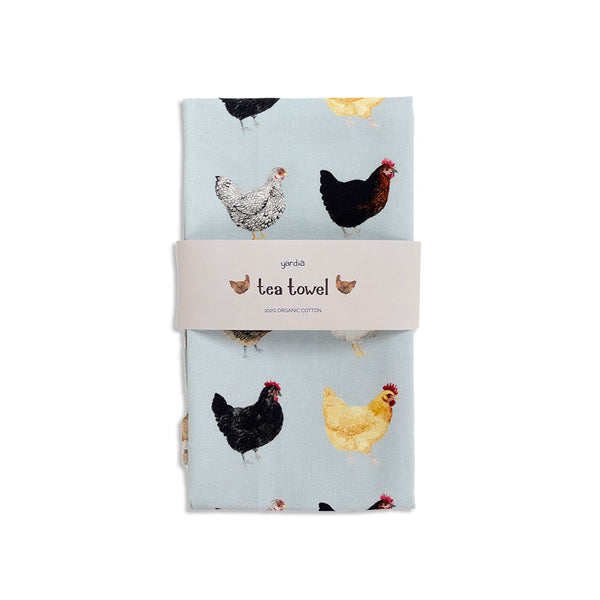 Chickens Tea Towel - Organic Cotton Kitchen Towel