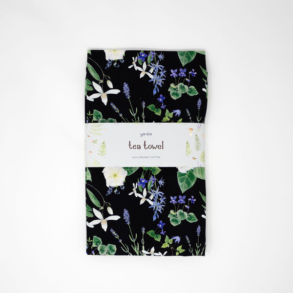 Night Garden Tea Towel - Organic Cotton Kitchen Towel