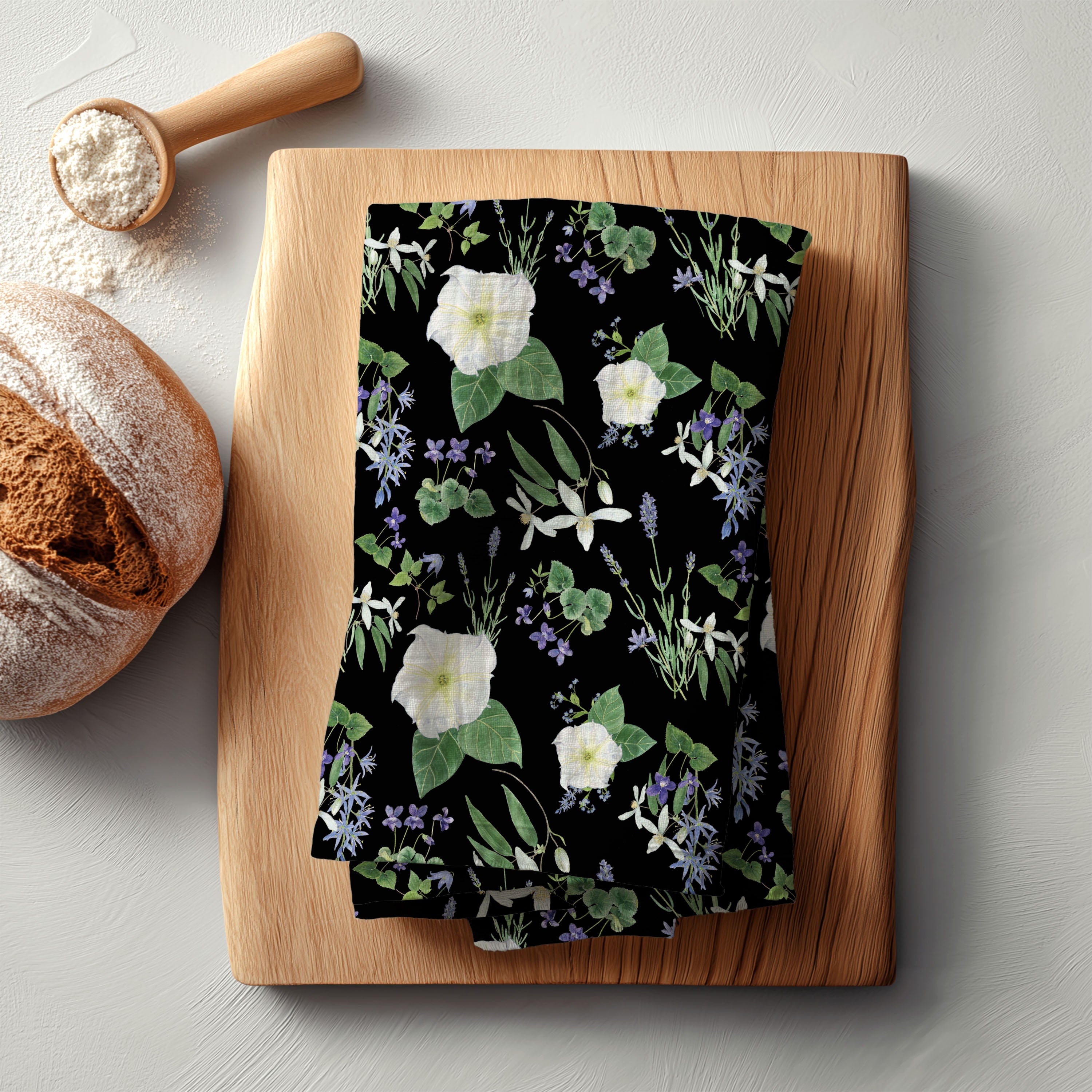 Night Garden Tea Towel - Organic Cotton Kitchen Towel