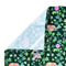 Secret Garden Tea Towel with watercolor foxes, hedgehogs, and ivy, crafted from organic cotton, corner flipped to show blue lining and white loop.