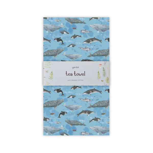 Pacific Coast Marine Mammals Organic Cotton Tea Towel