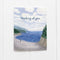 Thinking Of You Card featuring a watercolor of a hiker on a Pacific Coast beach, with Thinking of you written in the sky.