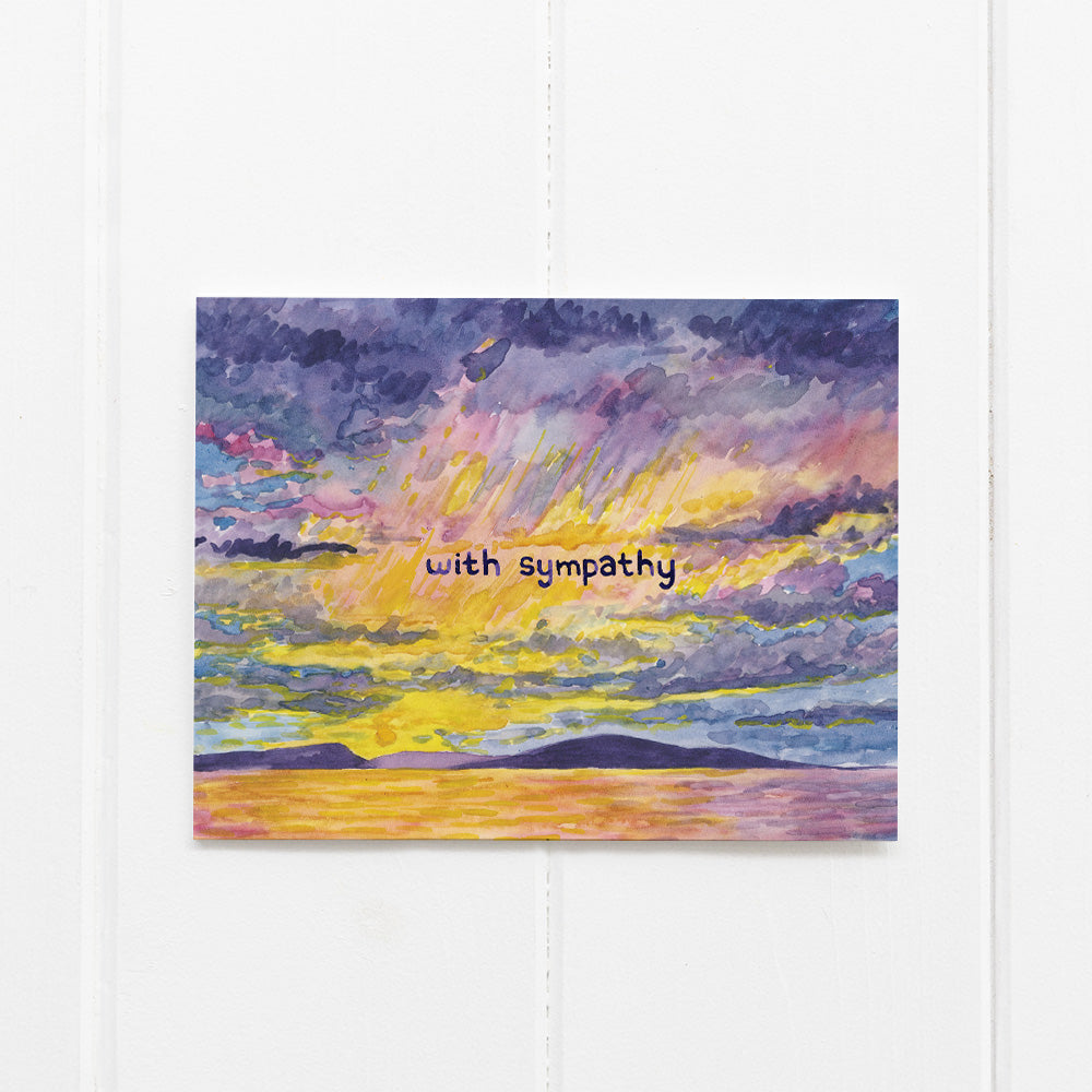 sympathy card with watercolor sunset