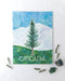 original watercolor painting of a douglas fir tree and the word Cascadia