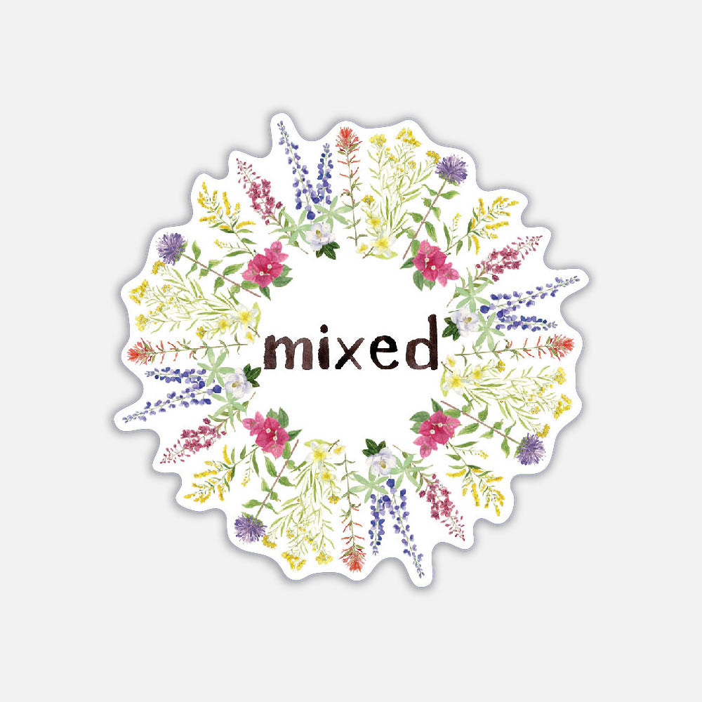 mixed sticker with wildflowers for biracial folks