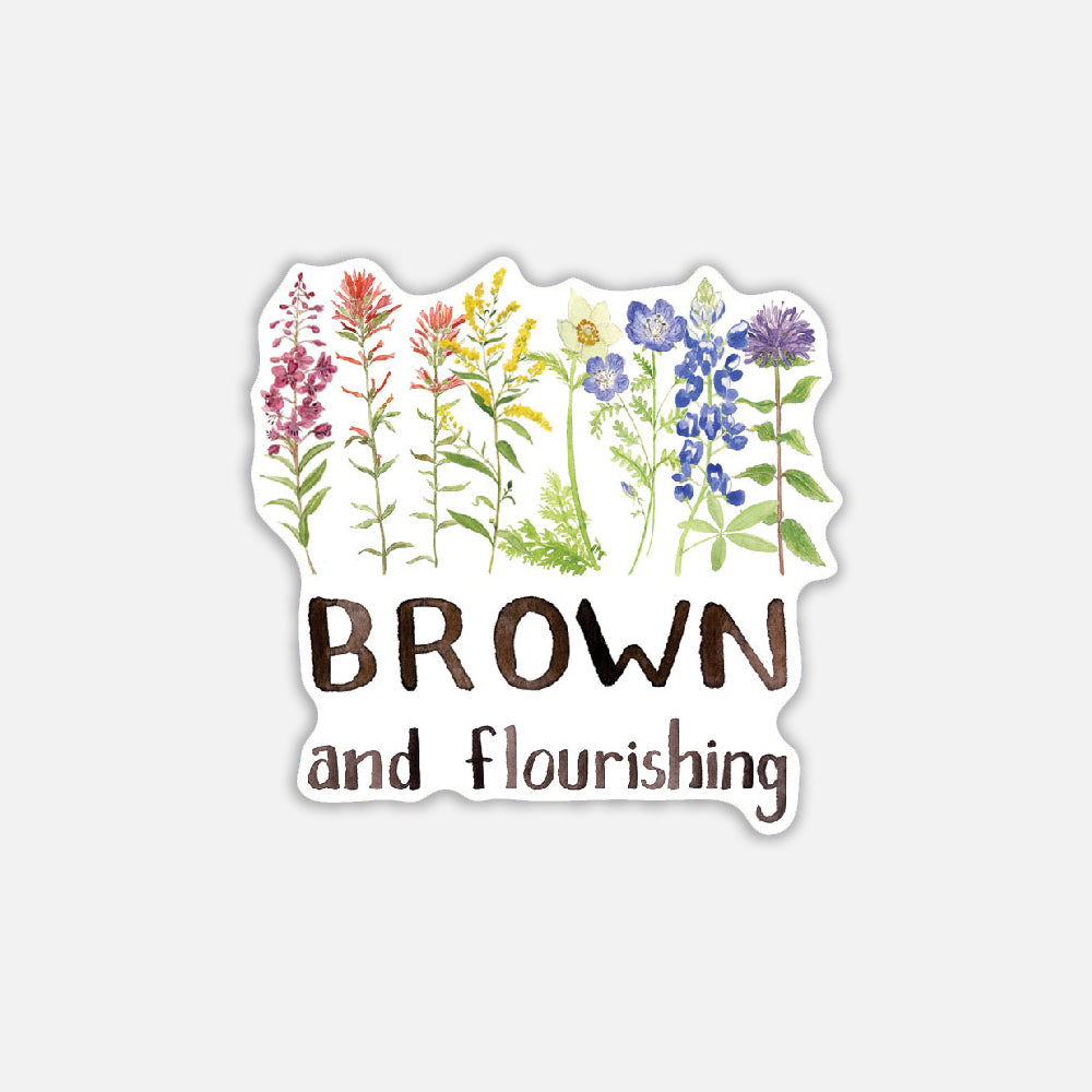 brown and flourishing vinyl sticker