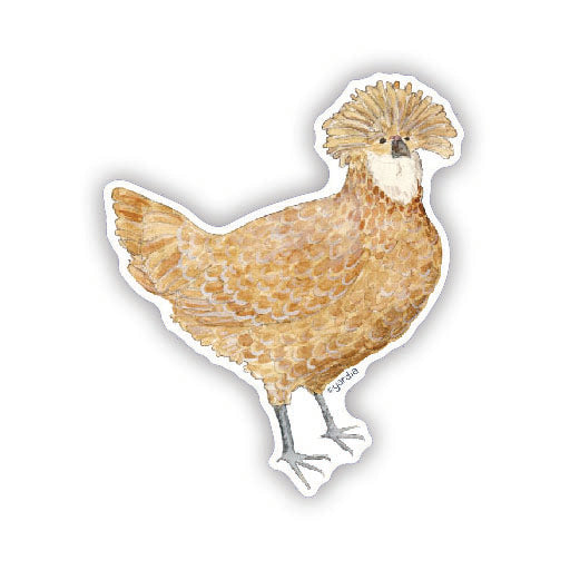 Polish Hen - Watercolor Chicken Sticker