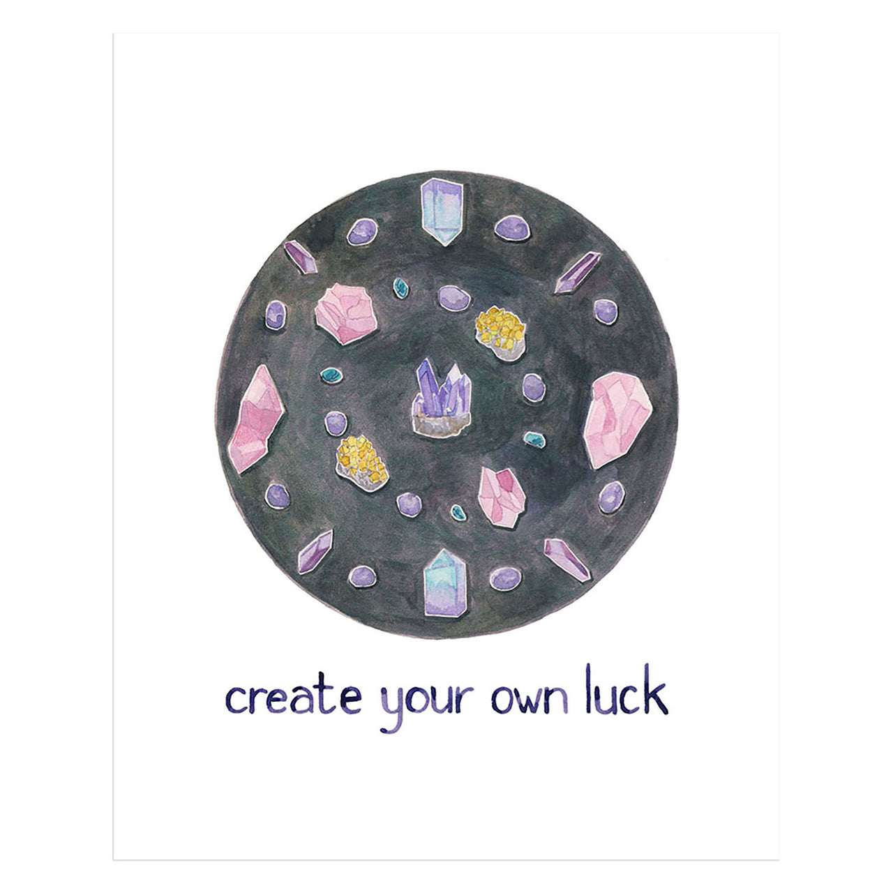 Create your own luck with crystal grid original watercolor painting by Yardia