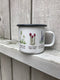 Wildflowers Camp Mug featuring Pacific Northwest floral illustrations on enamel, ideal for camping or gifting. Holds 12 oz, with a sturdy handle for easy use.