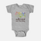 gray baby one piece with multiracial and flourishing floral design