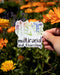multiracial and flourishing sticker with wildflowers